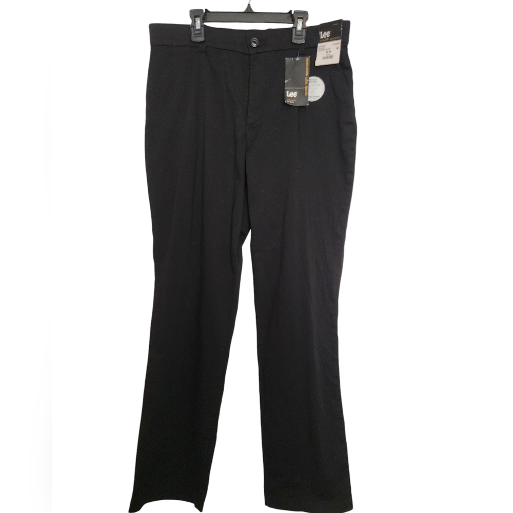 NWT Lee Black Soft Waistband 4 pocket Straight Leg Pants SZ 12 Med